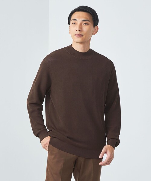 green label relaxing（グリーンレーベルリラクシング）の「A+ ウォッシャブル アゼ モックネック ニット（ニット/セーター・メンズ・オフホワイト/ブラウン/ネイビー・L/S/M/XL）」の3枚目の写真