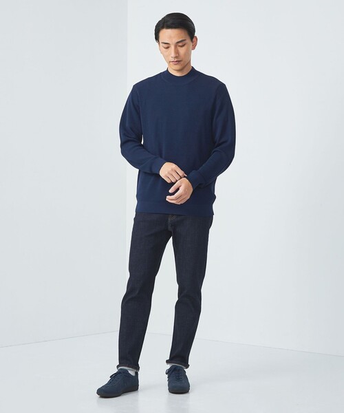 green label relaxing（グリーンレーベルリラクシング）の「A+ ウォッシャブル アゼ モックネック ニット（ニット/セーター・メンズ・オフホワイト/ブラウン/ネイビー・L/S/M/XL）」の4枚目の写真