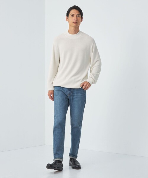 green label relaxing（グリーンレーベルリラクシング）の「A+ ウォッシャブル アゼ モックネック ニット（ニット/セーター・メンズ・オフホワイト/ブラウン/ネイビー・L/S/M/XL）」の5枚目の写真