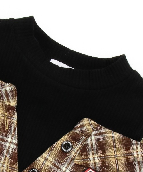 X-girl Stages（エックスガールステージス）の「チェックシャツドッキング長袖プルオーバー（シャツ/ブラウス・キッズ・ブラウン・130cm/120cm/110cm/140cm）」の6枚目の写真