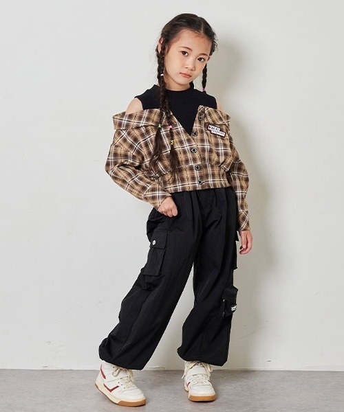 X-girl Stages（エックスガールステージス）の「チェックシャツドッキング長袖プルオーバー（シャツ/ブラウス・キッズ・ブラウン・130cm/120cm/110cm/140cm）」の11枚目の写真