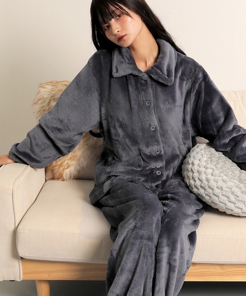 Monocoro toppi（モノコロトッピ）の「フランネル　前開き 上下セット ルームウェア（その他ルームウェア・レディース・ネイビー/パープル/ベージュ・フリー）」の3枚目の写真