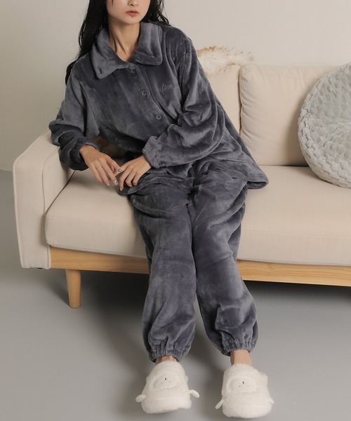 Monocoro toppi（モノコロトッピ）の「フランネル　前開き 上下セット ルームウェア（その他ルームウェア・レディース・ネイビー/パープル/ベージュ・フリー）」の19枚目の写真