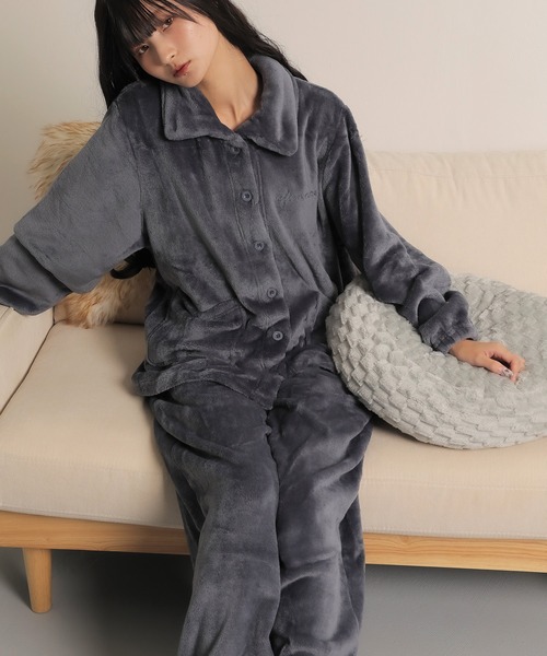 Monocoro toppi（モノコロトッピ）の「フランネル　前開き 上下セット ルームウェア（その他ルームウェア・レディース・ネイビー/パープル/ベージュ・フリー）」の16枚目の写真