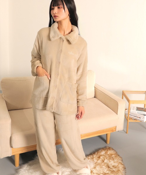 Monocoro toppi（モノコロトッピ）の「フランネル　前開き 上下セット ルームウェア（その他ルームウェア・レディース・ネイビー/パープル/ベージュ・フリー）」の5枚目の写真