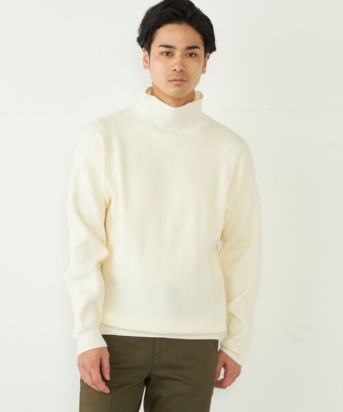 セール】SHIPS Colors:〈洗濯機可能〉畔編み ハイネック ニット