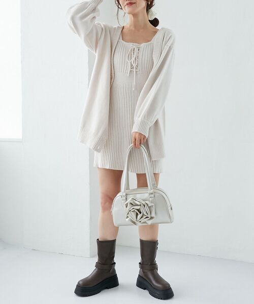 MAJESTIC LEGON(マジェスティックレゴン)の「カーデセットミニニットワンピ(ワンピース・レディース・チャコールグレー/アイボリー/ピンクベージュ・MEDIUM)」の10枚目の写真