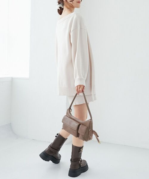 MAJESTIC LEGON(マジェスティックレゴン)の「カーデセットミニニットワンピ(ワンピース・レディース・チャコールグレー/アイボリー/ピンクベージュ・MEDIUM)」の12枚目の写真