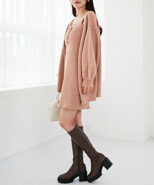 MAJESTIC LEGON(マジェスティックレゴン)の「カーデセットミニニットワンピ(ワンピース・レディース・チャコールグレー/アイボリー/ピンクベージュ・MEDIUM)」の19枚目の写真