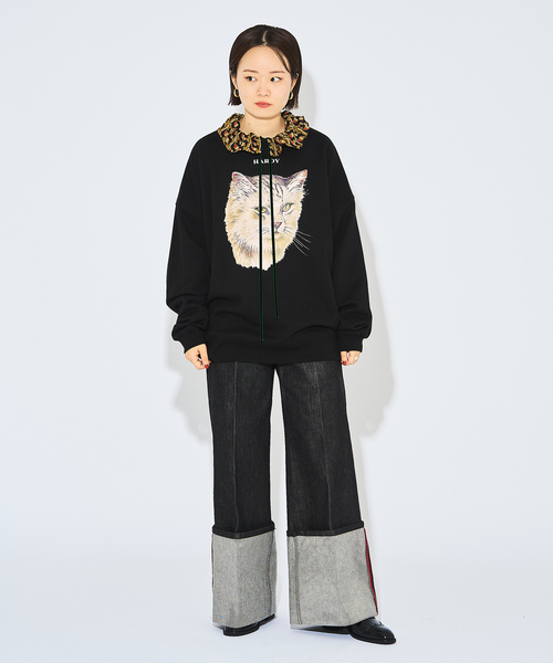 【未使用タグ付き】HARDY NOIR CAT PRINT スウエット 猫柄 HARDY NOIR（アルディーノアール）の「CAT PRINT スウエット