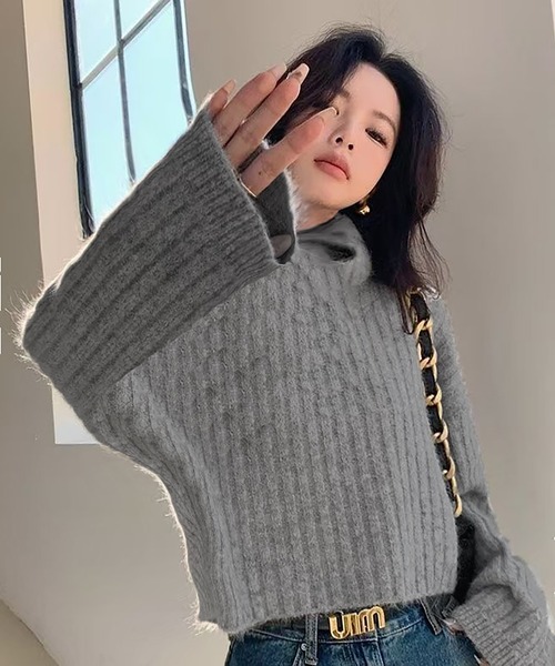 AsheKsha(アシクシャ)の「ハイネックニット(ニット/セーター・レディース・ブラック/グレー/ピンク・F)」の7枚目の写真