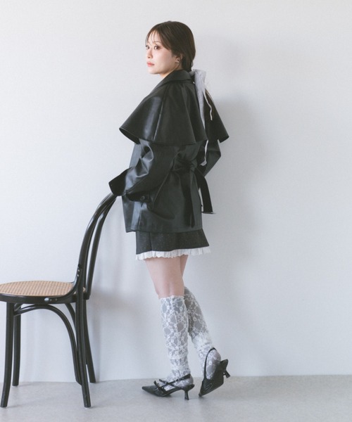 値下げ♡TREFLE +1プリーツエコレザージャケット プリーツレザーライクジャケット | Outer | | TREFLE＋1