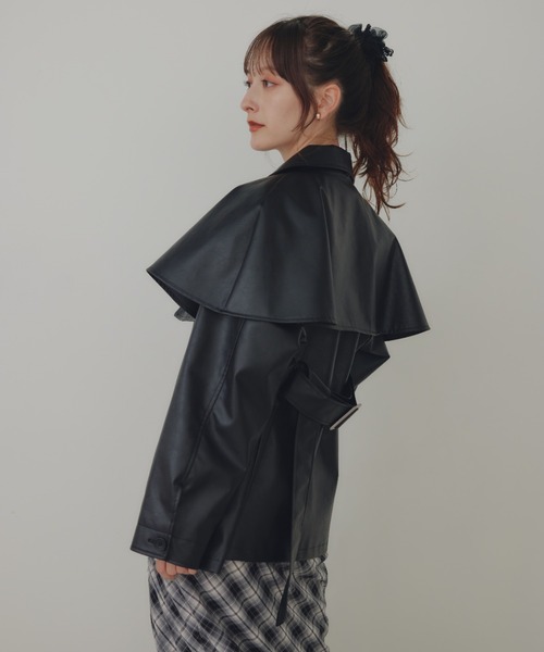 Rustal エコレザーウエストギャザージャケット Rustal エコレザーウエストギャザージャケット Rustal