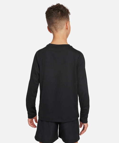 NIKE（ナイキ）の「ナイキ Dri-FIT マルチ+ ジュニア (ボーイズ) ロングスリーブ トップ / Nike Dri-FIT Multi+ Big Kids' (Boys') Long-Sleeve Top  FD3925-010 Black（Tシャツ/カットソー・キッズ・ブラック・150/130/140/160/170）」の2枚目の写真