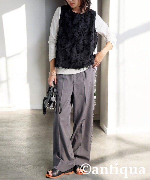 antiqua(アンティカ)の「ジャガードベスト風トップス(その他トップス・レディース・ブラック/アイボリー・ONESIZE)」の10枚目の写真
