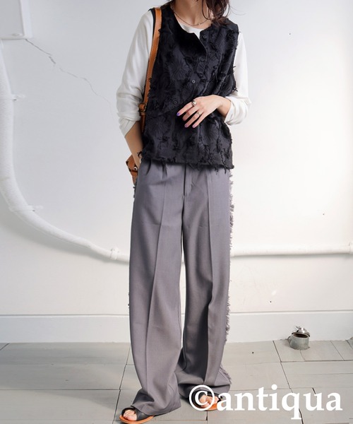 antiqua(アンティカ)の「ジャガードベスト風トップス(その他トップス・レディース・ブラック/アイボリー・ONESIZE)」の11枚目の写真