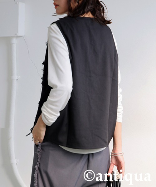 antiqua(アンティカ)の「ジャガードベスト風トップス(その他トップス・レディース・ブラック/アイボリー・ONESIZE)」の13枚目の写真