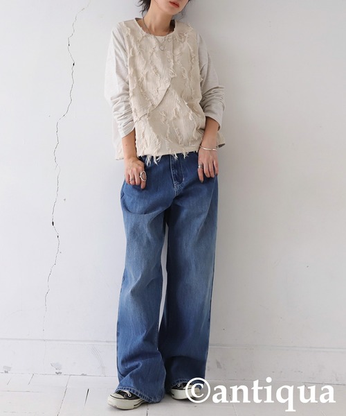antiqua(アンティカ)の「ジャガードベスト風トップス(その他トップス・レディース・ブラック/アイボリー・ONESIZE)」の5枚目の写真