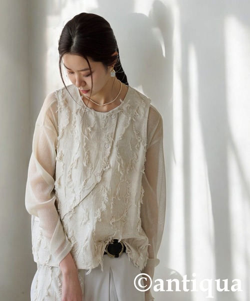 antiqua(アンティカ)の「ジャガードベスト風トップス(その他トップス・レディース・ブラック/アイボリー・ONESIZE)」の6枚目の写真
