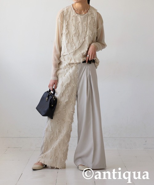 antiqua(アンティカ)の「ジャガードベスト風トップス(その他トップス・レディース・ブラック/アイボリー・ONESIZE)」の8枚目の写真