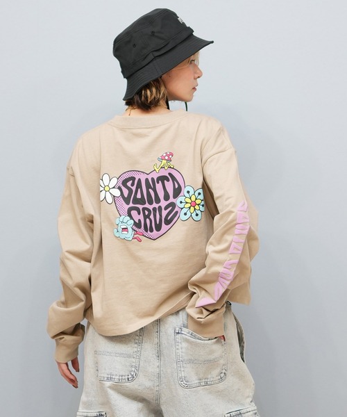 SANTA CRUZ(サンタクルーズ)の「SANTACRUZ/サンタクルーズ クロップド丈ロンT 502251432(Tシャツ/カットソー・レディース・ベージュ/ホワイト/ライトブラック・L/M)」の3枚目の写真