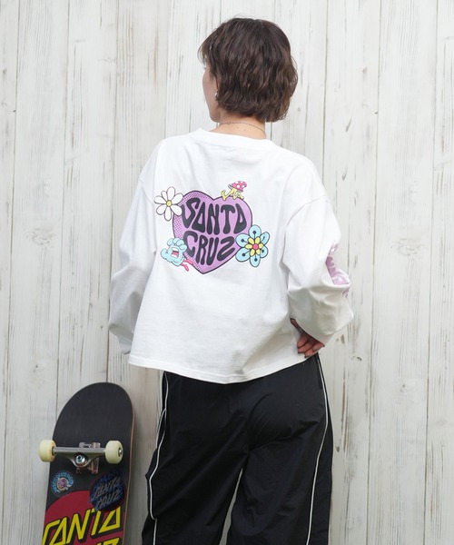 SANTA CRUZ(サンタクルーズ)の「SANTACRUZ/サンタクルーズ クロップド丈ロンT 502251432(Tシャツ/カットソー・レディース・ベージュ/ホワイト/ライトブラック・L/M)」の2枚目の写真