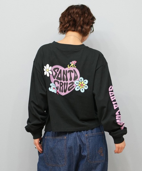 SANTA CRUZ(サンタクルーズ)の「SANTACRUZ/サンタクルーズ クロップド丈ロンT 502251432(Tシャツ/カットソー・レディース・ベージュ/ホワイト/ライトブラック・L/M)」の1枚目の写真