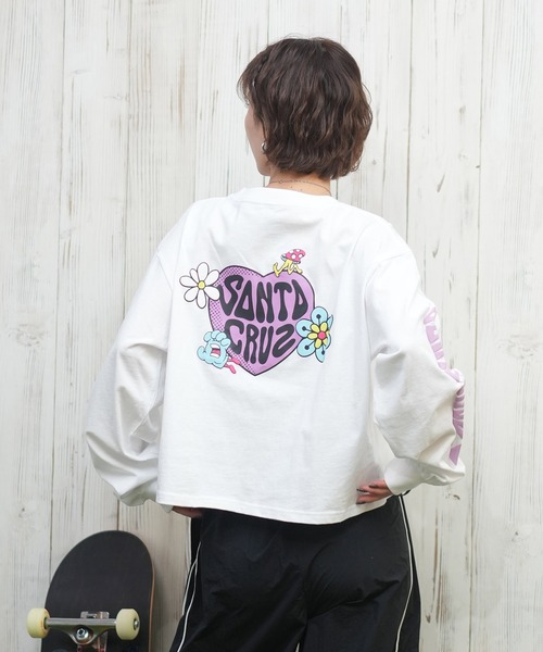 SANTA CRUZ(サンタクルーズ)の「SANTACRUZ/サンタクルーズ クロップド丈ロンT 502251432(Tシャツ/カットソー・レディース・ベージュ/ホワイト/ライトブラック・L/M)」の6枚目の写真