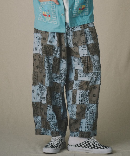 Universal Style Wear（ユニバーサルスタイルウェア）の「Universal Style Wear HAV-A-HANK ハバハンク パッチワーク パンツ（その他パンツ・メンズ・スミクロ/スモークピンク/ホワイト/グレイッシュブルー/グレー・MEDIUM/X-LARGE/LARGE）」の4枚目の写真
