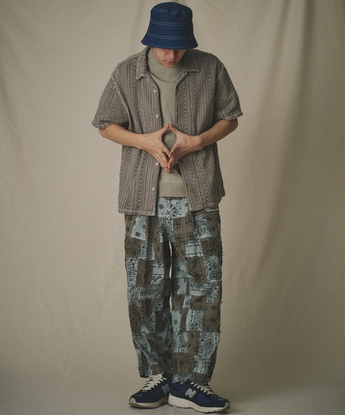 Universal Style Wear（ユニバーサルスタイルウェア）の「Universal Style Wear HAV-A-HANK ハバハンク パッチワーク パンツ（その他パンツ・メンズ・スミクロ/スモークピンク/ホワイト/グレイッシュブルー/グレー・MEDIUM/X-LARGE/LARGE）」の9枚目の写真