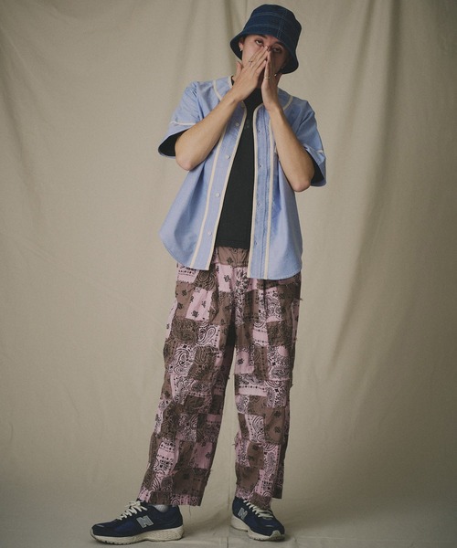 Universal Style Wear（ユニバーサルスタイルウェア）の「Universal Style Wear HAV-A-HANK ハバハンク パッチワーク パンツ（その他パンツ・メンズ・スミクロ/スモークピンク/ホワイト/グレイッシュブルー/グレー・MEDIUM/X-LARGE/LARGE）」の10枚目の写真