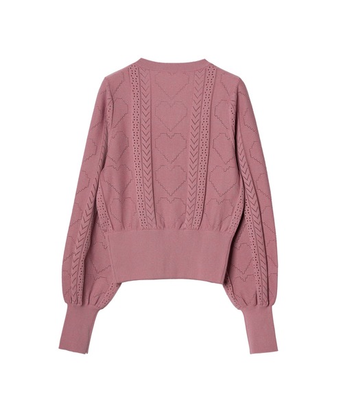 PAMEO POSE（パメオポーズ）の「Open Heart Ribbon Knit Cardigan（カーディガン/ボレロ・レディース・ブルー/ブラック/ピンク・FREE）」の4枚目の写真