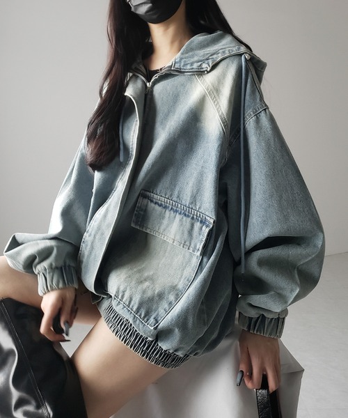 searoomlynn♡ DENIM HOODIEジャケット　ヴィンテージブルー 2024人気No.1の searoomlynn DENIM HOODIE ジャケット