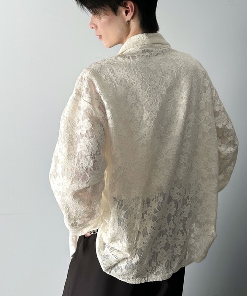classicalelf(クラシカルエルフ)の「大人上品さが魅力◎ルーズシルエット 花柄レースオーバーシャツ(長袖)(シャツ/ブラウス・メンズ・ブラック/アイボリー・LARGE/MEDIUM/SMALL/X-LARGE)」の17枚目の写真