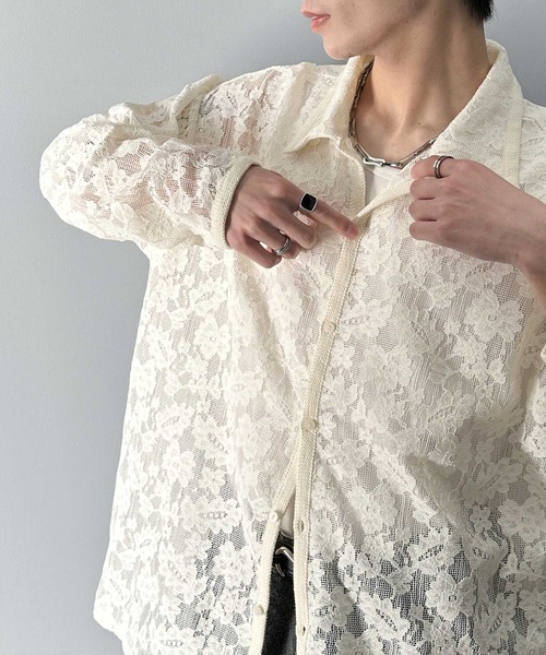 classicalelf(クラシカルエルフ)の「大人上品さが魅力◎ルーズシルエット 花柄レースオーバーシャツ(長袖)(シャツ/ブラウス・メンズ・ブラック/アイボリー・LARGE/MEDIUM/SMALL/X-LARGE)」の16枚目の写真