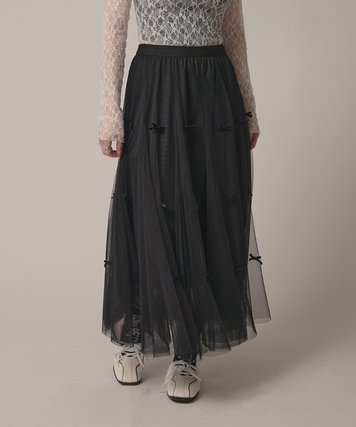 BLANK (ブランク)の「▲Ribbon Tulle Skirt / リボンチュール ティアードスカート(スカート・レディース・ナチュラル/ベージュ/ブラック/グレー・FREE)」の11枚目の写真