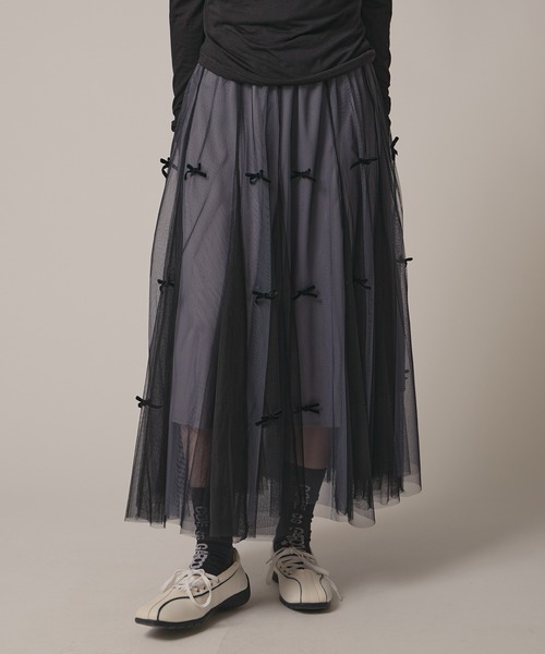 BLANK (ブランク)の「▲Ribbon Tulle Skirt / リボンチュール ティアードスカート(スカート・レディース・ナチュラル/ベージュ/ブラック/グレー・FREE)」の18枚目の写真