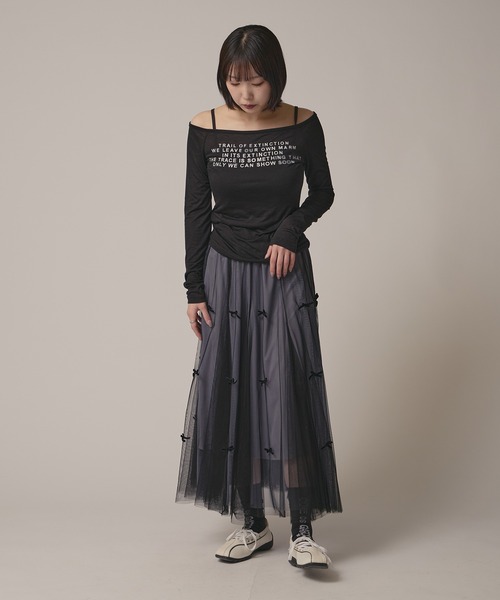 BLANK (ブランク)の「▲Ribbon Tulle Skirt / リボンチュール ティアードスカート(スカート・レディース・ナチュラル/ベージュ/ブラック/グレー・FREE)」の20枚目の写真