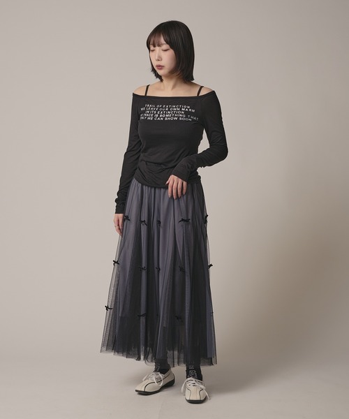 BLANK (ブランク)の「▲Ribbon Tulle Skirt / リボンチュール ティアードスカート(スカート・レディース・ナチュラル/ベージュ/ブラック/グレー・FREE)」の21枚目の写真