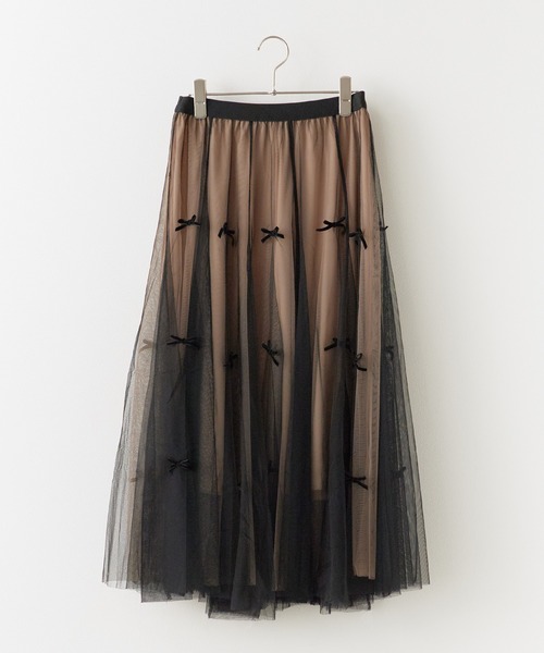 BLANK (ブランク)の「▲Ribbon Tulle Skirt / リボンチュール ティアードスカート(スカート・レディース・ナチュラル/ベージュ/ブラック/グレー・FREE)」の22枚目の写真