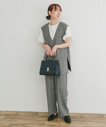 ツイードジレ×パンツセット