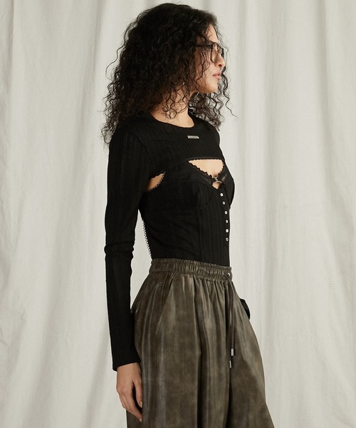 PRANK PROJECT（プランクプロジェクト）の「コットンレースボレロコンビボディスーツ / Cotton Lace Bolero Combination Bodysuit（その他トップス・レディース・ブラック/ホワイト・FREE）」の7枚目の写真