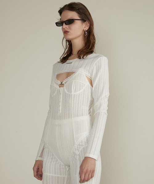 PRANK PROJECT（プランクプロジェクト）の「コットンレースボレロコンビボディスーツ / Cotton Lace Bolero Combination Bodysuit（その他トップス・レディース・ブラック/ホワイト・FREE）」の10枚目の写真