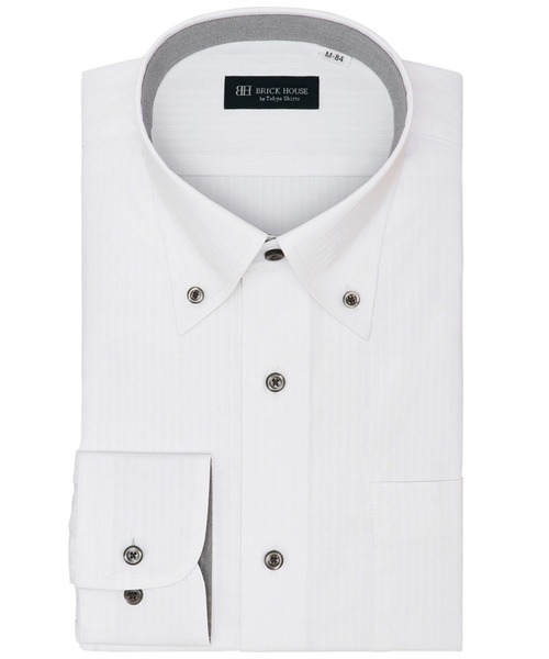 TOKYO SHIRTS(トウキョウシャツ)の「透け防止 形態安定ノーアイロン ボタンダウン 長袖ビジネスワイシャツ(ビジネスシャツ・メンズ・ホワイト・首回り39cm-裄丈80cm/首回り39cm-裄丈84cm/首回り41cm-裄丈82cm/首回り41cm-裄丈86cm/首回り43cm-裄丈86cm/首回り37cm-裄丈80cm/首回り42cm-裄丈82cm/首回り42cm-裄丈86cm/首回り43cm-裄丈82cm)」の1枚目の写真