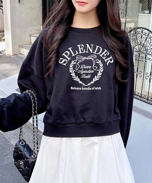 INGNI(イング)の「リボンカレッジロゴショートスウェットトップス(スウェット・レディース・ホワイト×ブラック/ブラック×ホワイト/グレー×ホワイト・M)」の13枚目の写真