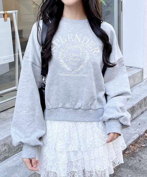 INGNI(イング)の「リボンカレッジロゴショートスウェットトップス(スウェット・レディース・ホワイト×ブラック/ブラック×ホワイト/グレー×ホワイト・M)」の18枚目の写真