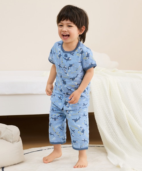 専用、パジャマ他 セール】おなか安心ボタン付き半袖前開きガーゼパジャマ