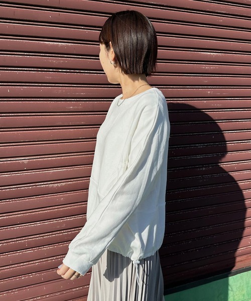 CRB（シーアールビー）の「裾ドロスト切替ドルマントップス（Tシャツ/カットソー・レディース・チャコール/ピンク/ブラック/オフホワイト・F）」の6枚目の写真