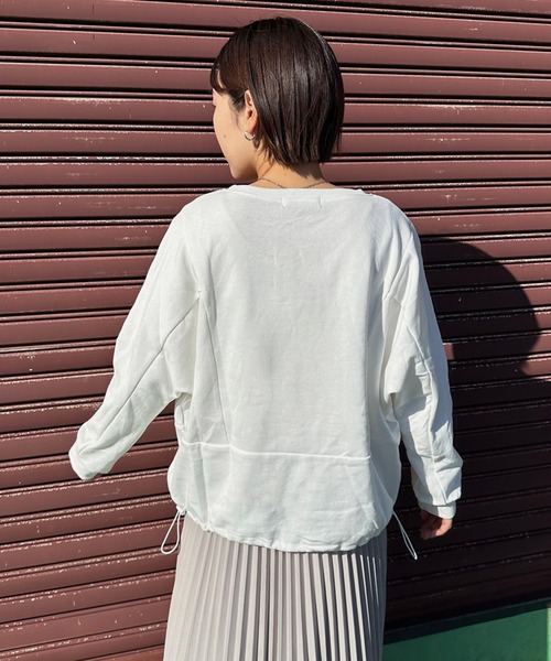 CRB（シーアールビー）の「裾ドロスト切替ドルマントップス（Tシャツ/カットソー・レディース・チャコール/ピンク/ブラック/オフホワイト・F）」の7枚目の写真