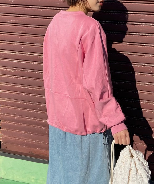 CRB（シーアールビー）の「裾ドロスト切替ドルマントップス（Tシャツ/カットソー・レディース・チャコール/ピンク/ブラック/オフホワイト・F）」の15枚目の写真